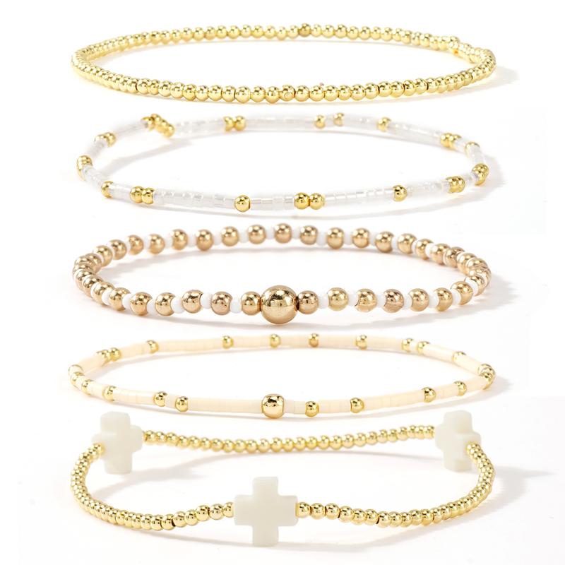 5pc Cross Beaded Bracelet Set