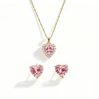 3pc Crystal Heart Jewelry Set