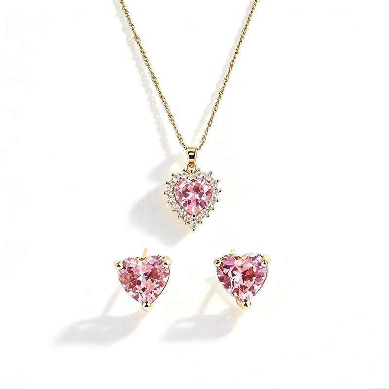 3pc Crystal Heart Jewelry Set