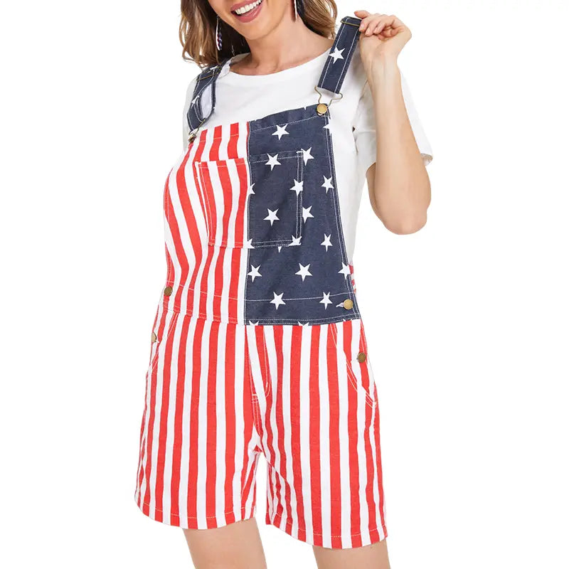 4th of July American Flag Overalls