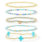 5pc Cross Beaded Bracelet Set