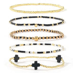 5pc Cross Beaded Bracelet Set
