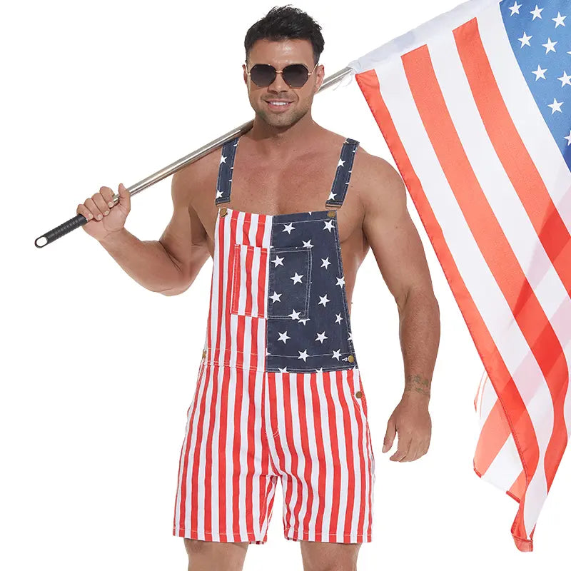 4th of July American Flag Overalls