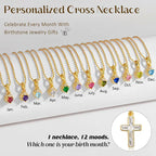 Personalized Cross Birthstone Necklace