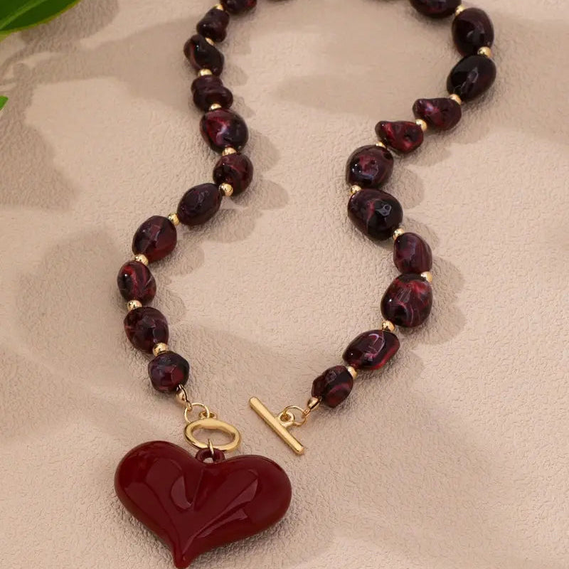 3pc Chunky Beaded Heart Necklace