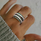 Elegant Green Gemstone Stack Ring