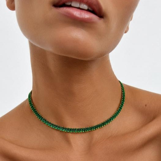 Emerald Crystal Tennis Necklace
