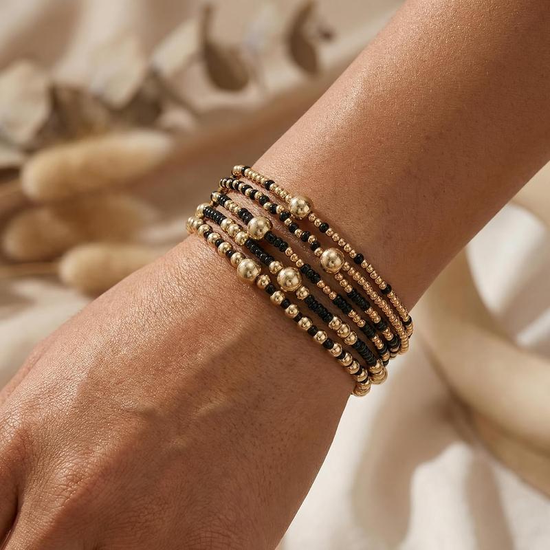 5pc Dainty Beaded Bracelet Stack