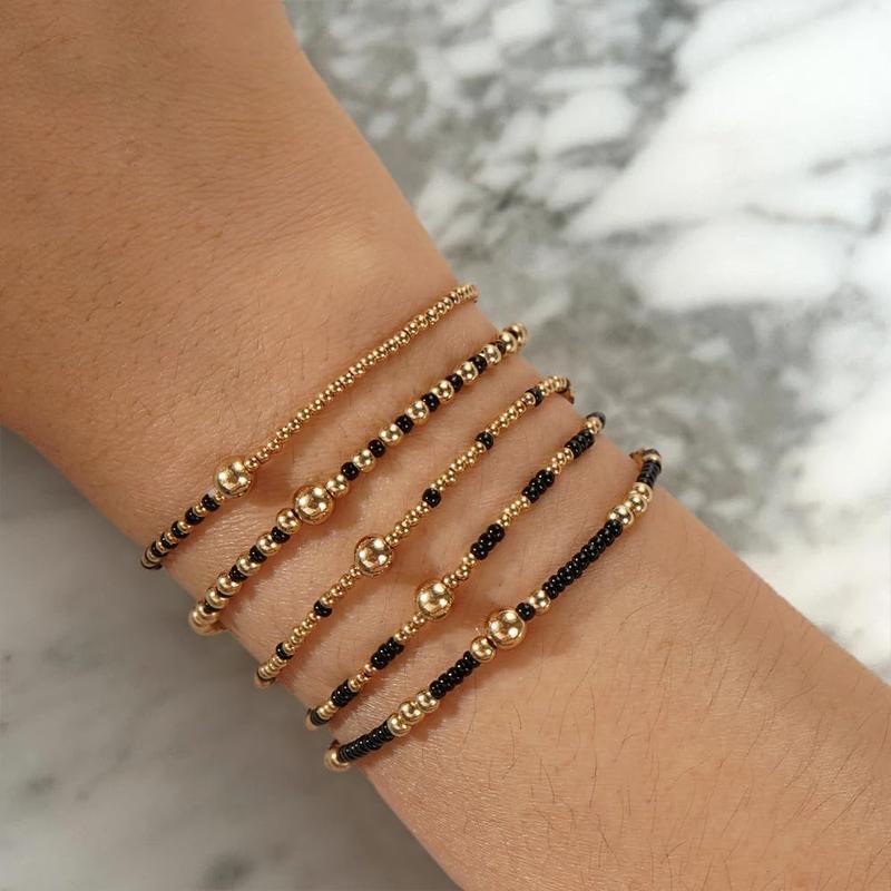 5pc Dainty Beaded Bracelet Stack