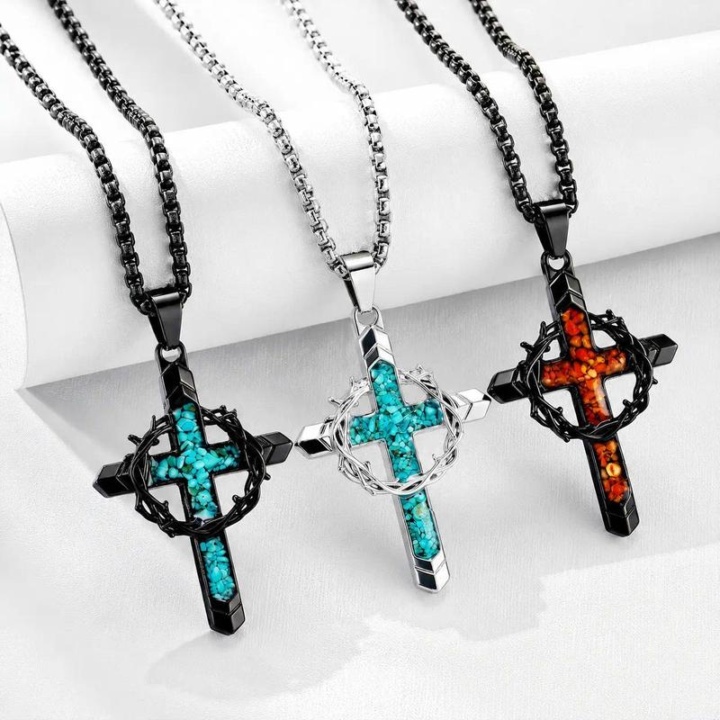 Turquoise Cross Thorn Necklace