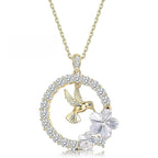 Elegant Floral Hummingbird Necklace