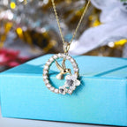 Elegant Floral Hummingbird Necklace