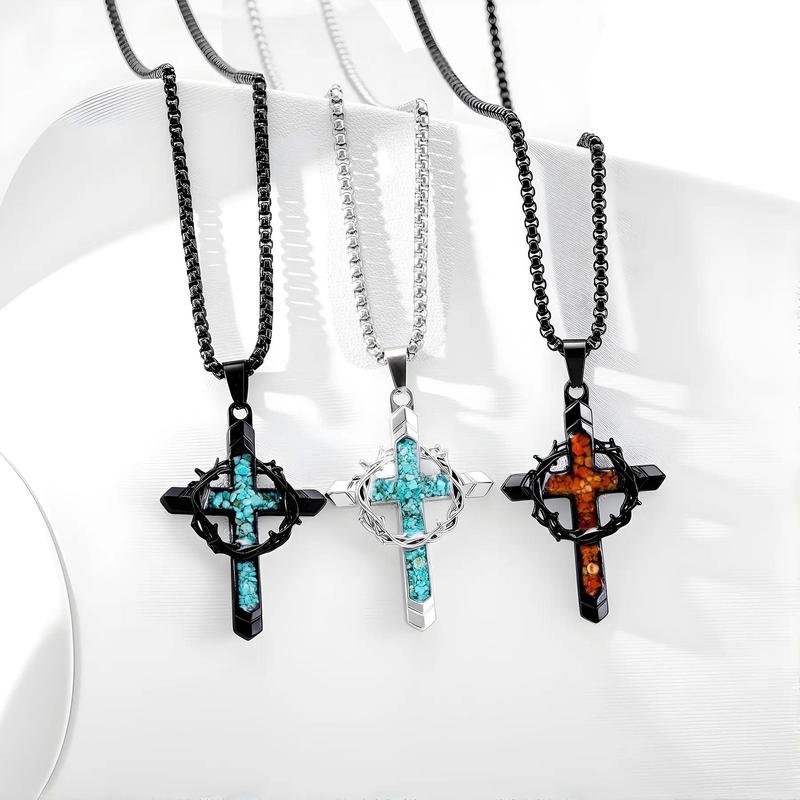 Turquoise Cross Thorn Necklace