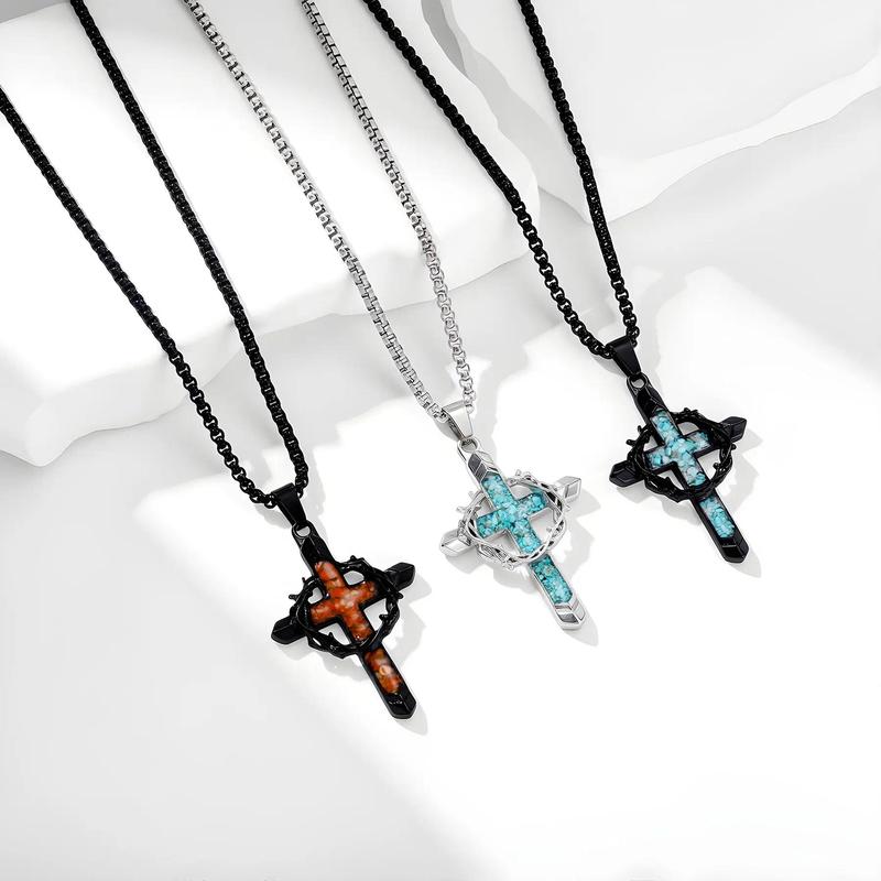 Turquoise Cross Thorn Necklace