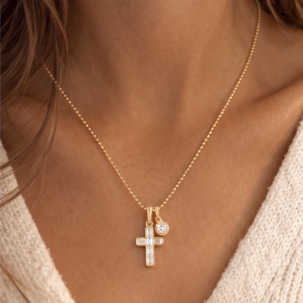 Personalized Cross Birthstone Necklace