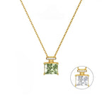 Color Change Square Gemstone Necklace