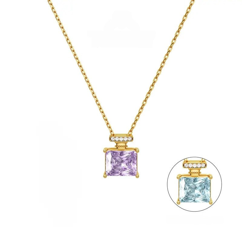 Color Change Square Gemstone Necklace