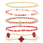 5pc Cross Beaded Bracelet Set