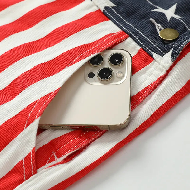 4th of July American Flag Overalls