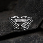 Gothic Skeleton Hand Heart Ring