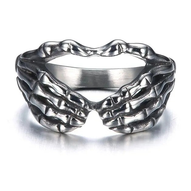 Gothic Skeleton Hand Heart Ring
