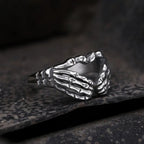 Gothic Skeleton Hand Heart Ring