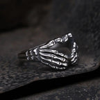 Gothic Skeleton Hand Heart Ring