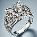 Whimsical Butterfly Floral Statement Ring