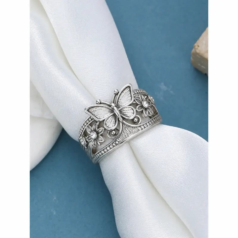 Whimsical Butterfly Floral Statement Ring