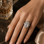Elegant Oval Halo Statement Ring