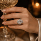 Elegant Oval Halo Statement Ring