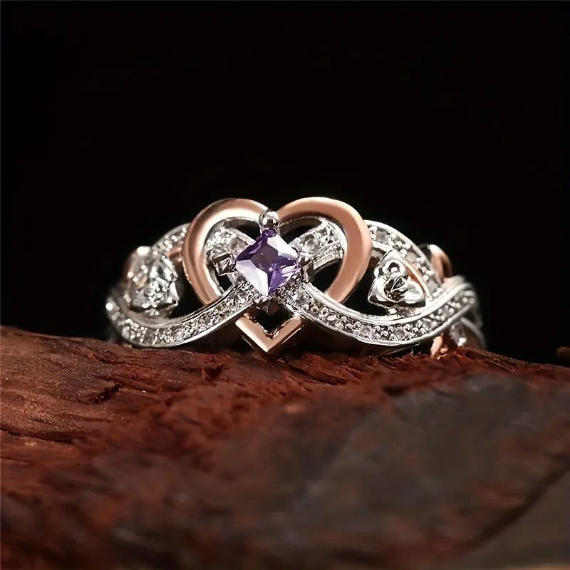 Elegant Heart Knot Gemstone Ring