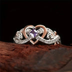 Elegant Heart Knot Gemstone Ring