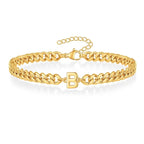 Bold Cuban Link Initial Bracelet