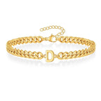 Bold Cuban Link Initial Bracelet