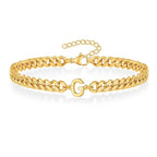 Bold Cuban Link Initial Bracelet