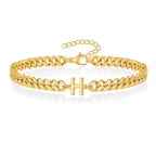 Bold Cuban Link Initial Bracelet