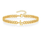 Bold Cuban Link Initial Bracelet