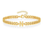 Bold Cuban Link Initial Bracelet