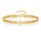 Bold Cuban Link Initial Bracelet