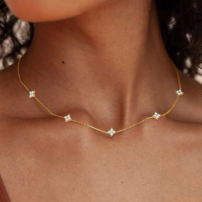 Dainty Star Simulated Pearl Necklace