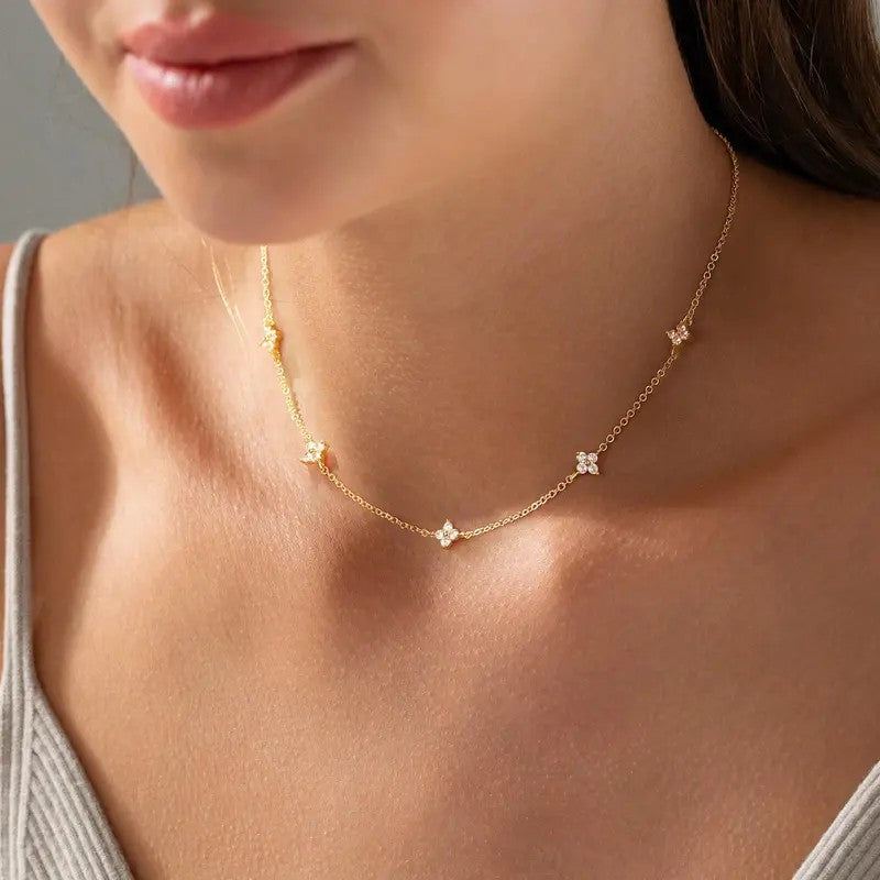 Dainty Star Simulated Pearl Necklace
