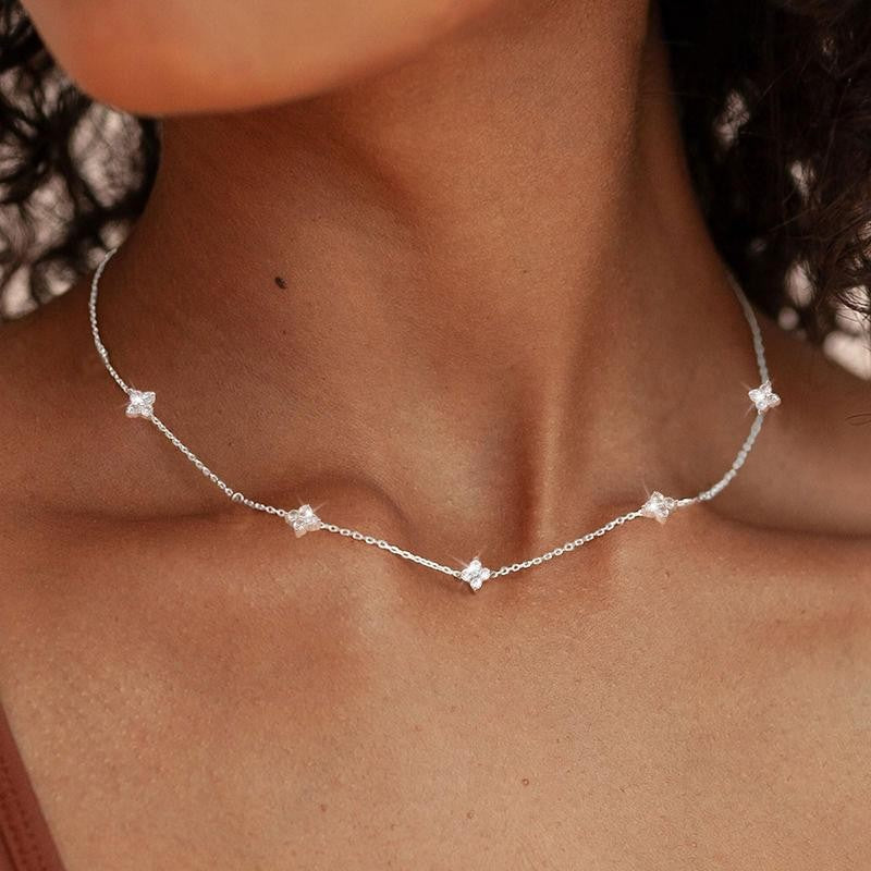 Dainty Star Simulated Pearl Necklace
