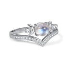 Retro Triple Moon Gemstone Ring