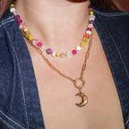 Whimsical Rainbow Moon Necklace