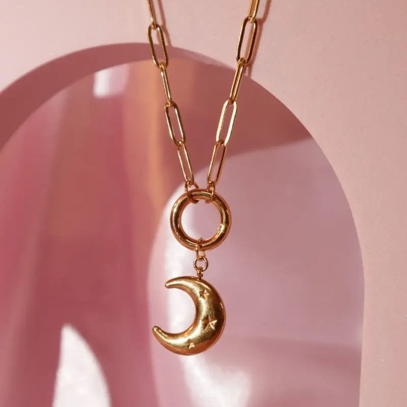 Whimsical Rainbow Moon Necklace