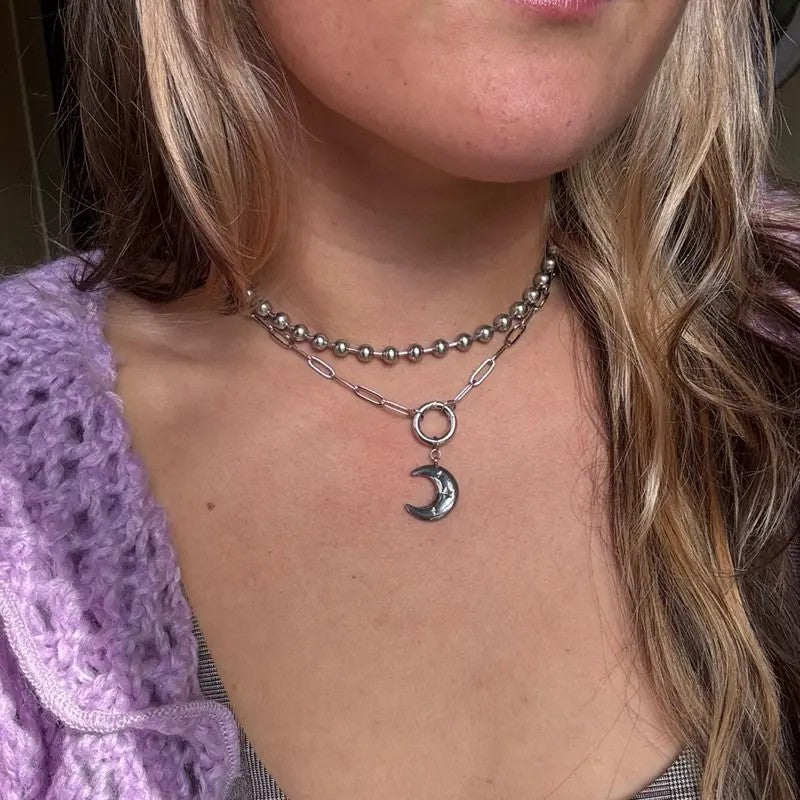Whimsical Rainbow Moon Necklace