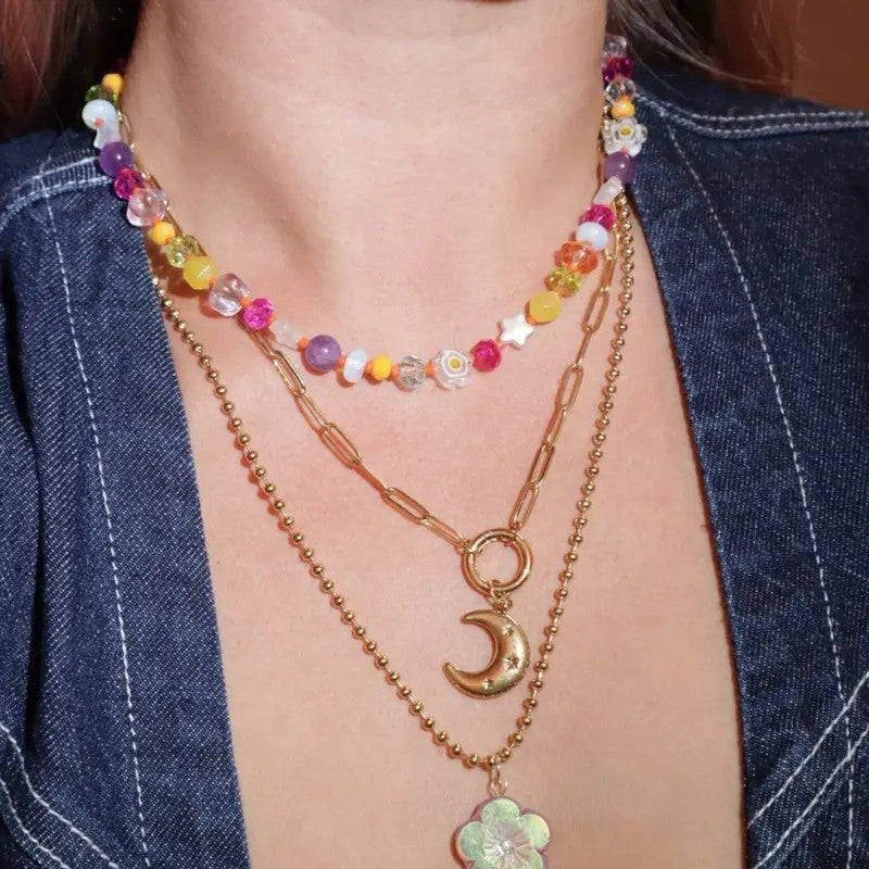 Whimsical Rainbow Moon Necklace