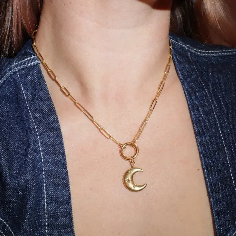 Whimsical Rainbow Moon Necklace