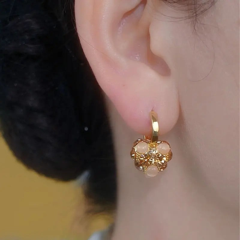 Dainty Floral Pearl Drop Earrings